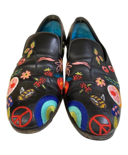 PAUL SMITH（ポールスミス）PAUL SMITH (ポールスミス) 刺繍ローファー ブラック サイズ:40の古着・服飾アイテム