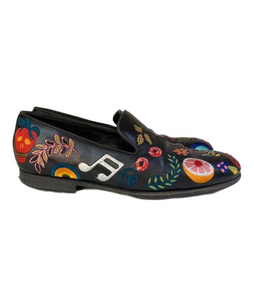 PAUL SMITH（ポールスミス）PAUL SMITH (ポールスミス) 刺繍ローファー ブラック サイズ:40の古着・服飾アイテム