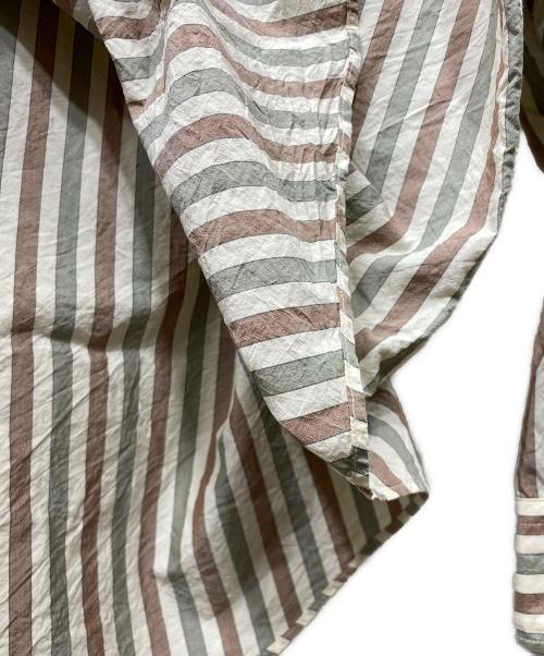 Ernie Palo（アーニーパロ）Ernie Palo (アーニーパロ) Cotton Silk Stripe Shirt/コットンシルクストライプシャツ ベージュ サイズ:48の古着・服飾アイテム