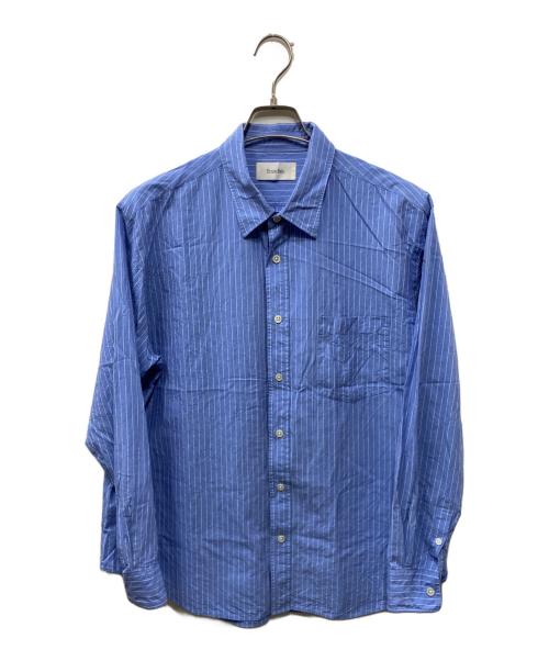 Ernie Palo（アーニーパロ）Ernie Palo (アーニーパロ) Cotton Silk Stripe Shirt/コットンシルクストライプシャツ ブルー サイズ:48の古着・服飾アイテム