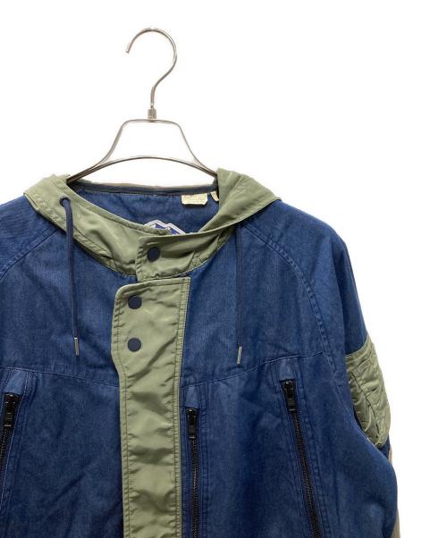 WHITE MOUNTAINEERING（ホワイトマウンテ二アニング）WHITE MOUNTAINEERING (ホワイトマウンテ二アニング) LEVI'S (リーバイス) デニム切替モッズコート ブルー×グリーン サイズ:Mの古着・服飾アイテム