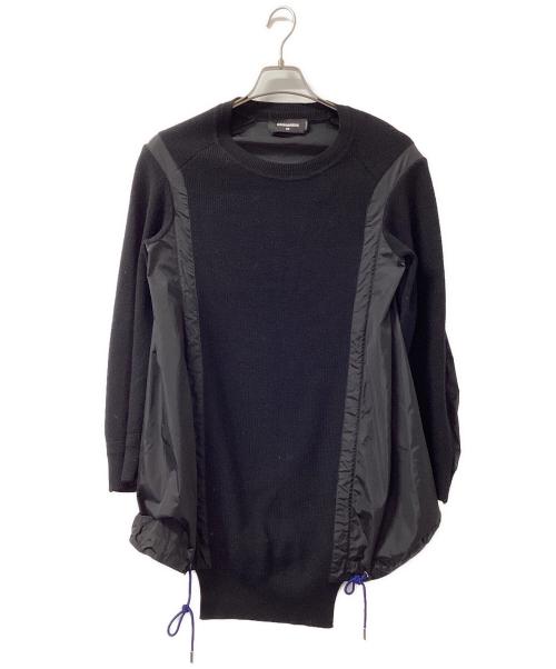 DSQUARED2（ディースクエアード）DSQUARED2 (ディースクエアード) ナイロン切替ニットトップス ブラック サイズ:XSの古着・服飾アイテム