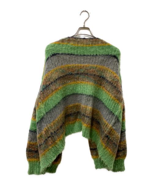 PERVERZE（パーバーズ）PERVERZE (パーバーズ) Stripe Mohair Wide Cardigan モヘアカーディガン グリーン×ブラウン サイズ:FREEの古着・服飾アイテム