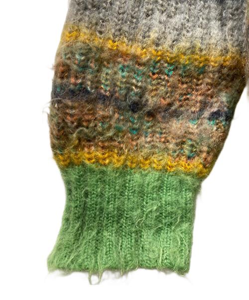 PERVERZE（パーバーズ）PERVERZE (パーバーズ) Stripe Mohair Wide Cardigan モヘアカーディガン グリーン×ブラウン サイズ:FREEの古着・服飾アイテム