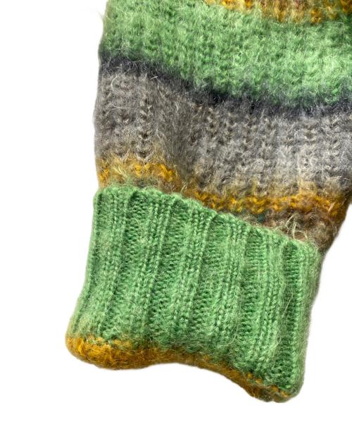 PERVERZE（パーバーズ）PERVERZE (パーバーズ) Stripe Mohair Wide Cardigan モヘアカーディガン グリーン×ブラウン サイズ:FREEの古着・服飾アイテム