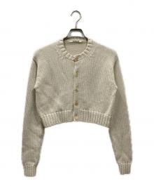 AURALEE（オーラリー）の古着「COTTON LILY-YARN KNIT CREW NECK SHORT CARDIGAN」｜アイボリー