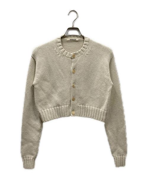 AURALEE（オーラリー）AURALEE (オーラリー) COTTON LILY-YARN KNIT CREW NECK SHORT CARDIGAN アイボリー サイズ:1の古着・服飾アイテム