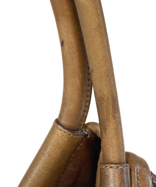 JIMMY CHOO（ジミーチュウ）JIMMY CHOO (ジミーチュウ) スパンコール レザー切替ハンドバッグ ブラウンの古着・服飾アイテム