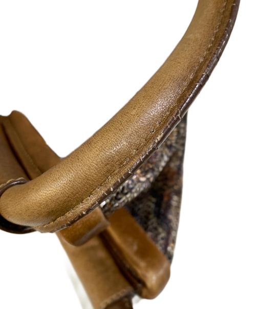 JIMMY CHOO（ジミーチュウ）JIMMY CHOO (ジミーチュウ) スパンコール レザー切替ハンドバッグ ブラウンの古着・服飾アイテム