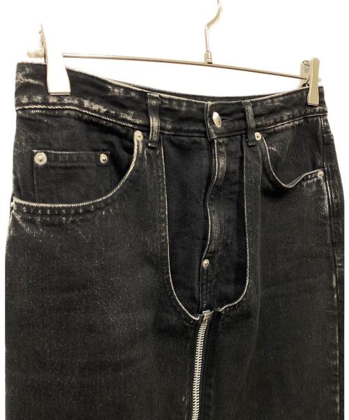 JOHN LAWRENCE SULLIVAN（ジョン ローレンス サリバン）JOHN LAWRENCE SULLIVAN (ジョン ローレンス サリバン) WASHED DENIM ZIPPED LONG SKIRT ブラック サイズ:Mの古着・服飾アイテム