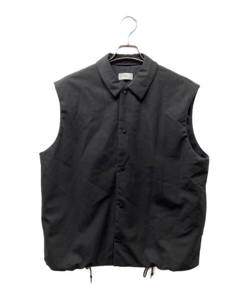 ATON（エイトン）ATON (エイトン) オーバーサイズ テクノコットン スタンドカラー ウールパデッドベスト ブラック サイズ:2の古着・服飾アイテム