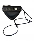 CELINEセリーヌ）の古着「Mini Triangle ミニトライアングルレザーショルダーバッグ」｜ブラック