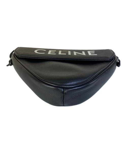 CELINE（セリーヌ）CELINE (セリーヌ) Mini Triangle ミニトライアングルレザーショルダーバッグ ブラックの古着・服飾アイテム
