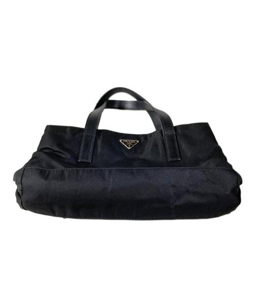 PRADA（プラダ）PRADA (プラダ) レザー切替ナイロン ハンドバッグ ブラックの古着・服飾アイテム