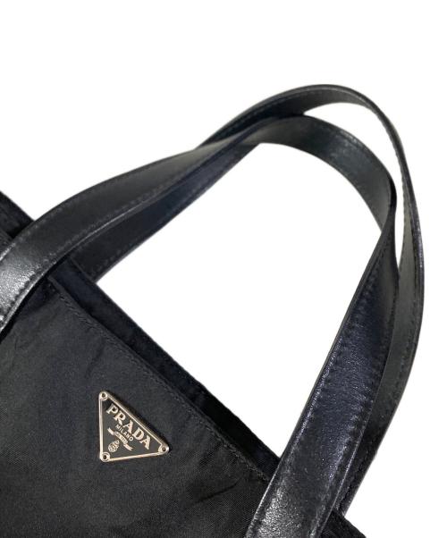 PRADA（プラダ）PRADA (プラダ) レザー切替ナイロン ハンドバッグ ブラックの古着・服飾アイテム