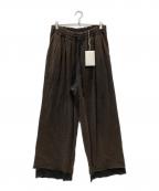 ANCELLMアンセルム）の古着「FADED DRAPE WIDE EASY CUT SLACKS  イージースラックス」｜ブラウン