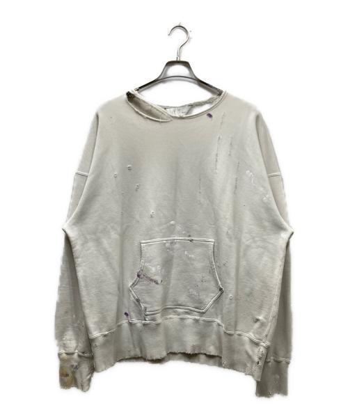 ANCELLM（アンセルム）ANCELLM (アンセルム) HOODIE CUTOFF CRASH SWEAT SHIRT/WHITE ホワイト サイズ:2の古着・服飾アイテム