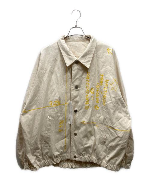 ISSUETHINGS（イシューシングス）ISSUETHINGS (イシューシングス) type43-18 natural white & yellow letter ブルゾン ナチュラルホワイト×イエロー サイズ:1の古着・服飾アイテム