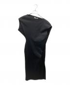 Mame Kurogouchiマメクロゴウチ）の古着「Double Jersey Asymmetric Dress - black/ダブルジャージシンメトリックドレス」｜ブラック