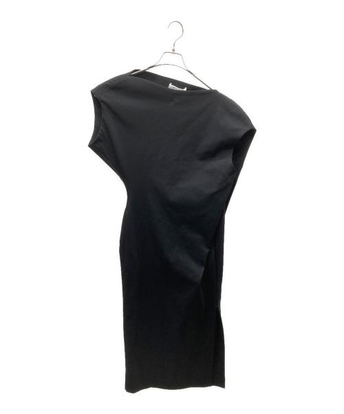 Mame Kurogouchi（マメクロゴウチ）Mame Kurogouchi (マメクロゴウチ) Double Jersey Asymmetric Dress - black/ダブルジャージシンメトリックドレス ブラック サイズ:2の古着・服飾アイテム
