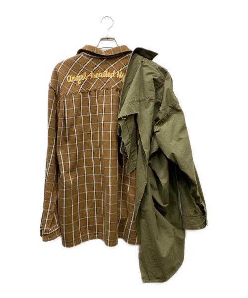 MIHARA YASUHIRO（ミハラヤスヒロ）MIHARA YASUHIRO (ミハラヤスヒロ) Single Draped Military Shirt ドッキングシャツ ブラウン サイズ:SIZE 48の古着・服飾アイテム