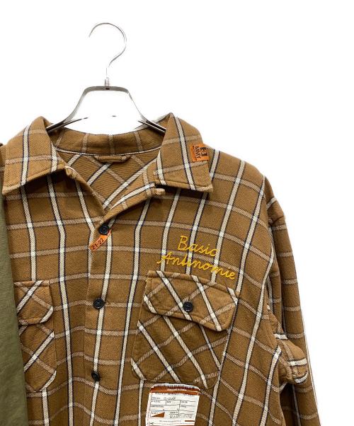 MIHARA YASUHIRO（ミハラヤスヒロ）MIHARA YASUHIRO (ミハラヤスヒロ) Single Draped Military Shirt ドッキングシャツ ブラウン サイズ:SIZE 48の古着・服飾アイテム