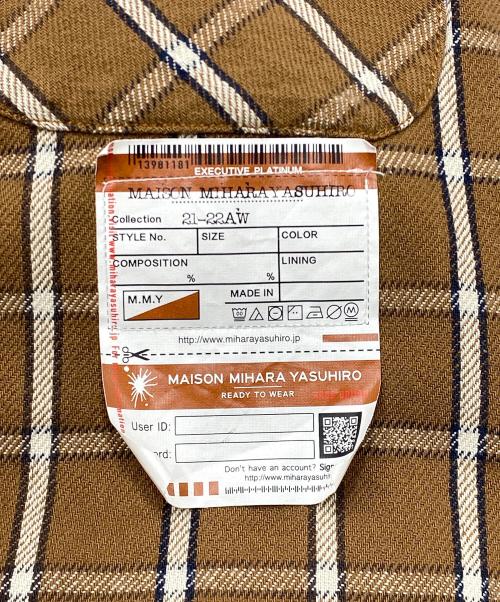 MIHARA YASUHIRO（ミハラヤスヒロ）MIHARA YASUHIRO (ミハラヤスヒロ) Single Draped Military Shirt ドッキングシャツ ブラウン サイズ:SIZE 48の古着・服飾アイテム