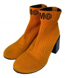 MM6 Maison Margiela（エムエムシックスメゾンマルジェラ）の古着「フレアソックスブーツ」｜オレンジ