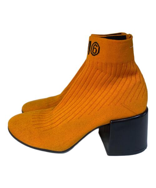 MM6 Maison Margiela（エムエムシックスメゾンマルジェラ）MM6 Maison Margiela (エムエムシックスメゾンマルジェラ) フレアソックスブーツ オレンジ サイズ:36の古着・服飾アイテム