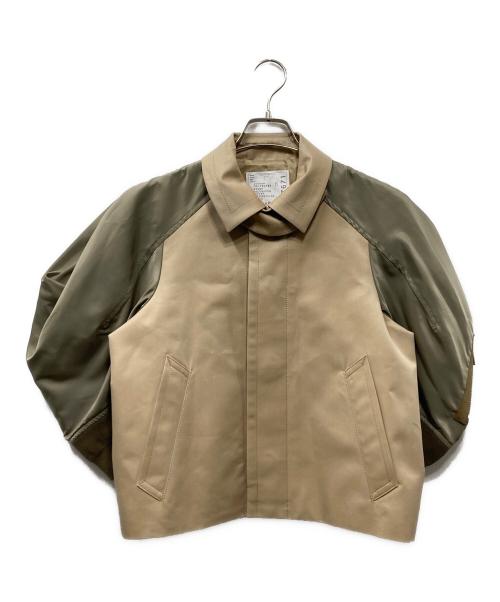 sacai（サカイ）sacai (サカイ) 25SS Cotton Gabardine x Nylon Twill Jacket ジャケット カーキ×ベージュ サイズ:1の古着・服飾アイテム