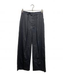 Name.（ネーム）の古着「WOOL STRIPE ONE TUCK WIDE 35SLACKS パンツ」｜グレー