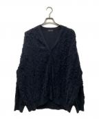 LAD MUSICIANラッドミュージシャン）の古着「HIGH GAUGE FRINGE CARDIGAN カーディガン」｜ブラック