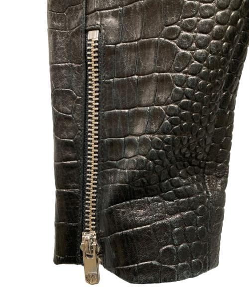 pearled ivory（パーレッドアイボリー）pearled ivory (パーレッドアイボリー) 型押しレザージャケット ブラック サイズ:Mの古着・服飾アイテム