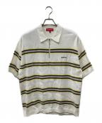 SUPREMEシュプリーム）の古着「Sequin Stripe Zip L/S Polo ポロシャツ」｜ホワイト×イエロー