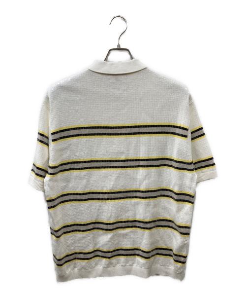 SUPREME（シュプリーム）Supreme (シュプリーム) Sequin Stripe Zip L/S Polo ポロシャツ ホワイト×イエロー サイズ:Mの古着・服飾アイテム
