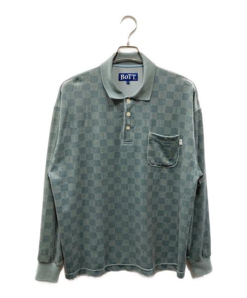 BoTT（ボット）BoTT (ボット) Checkboard Velour ポロシャツ ブルー サイズ:Lの古着・服飾アイテム