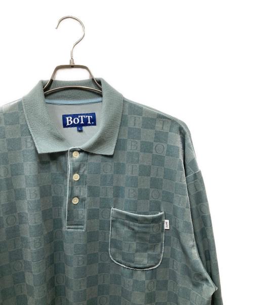 BoTT（ボット）BoTT (ボット) Checkboard Velour ポロシャツ ブルー サイズ:Lの古着・服飾アイテム