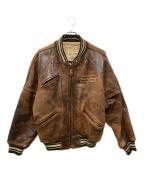 AVIREXアヴィレックス）の古着「レザー スタジャン ジャケット」｜ブラウン
