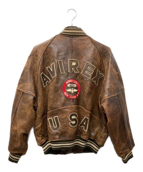 AVIREX（アヴィレックス）AVIREX (アヴィレックス) レザー スタジャン ジャケット ブラウン サイズ:SIZE Sの古着・服飾アイテム