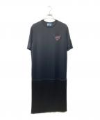 PRADAプラダ）の古着「フリンジ切替半袖ワンピース」｜ブラック