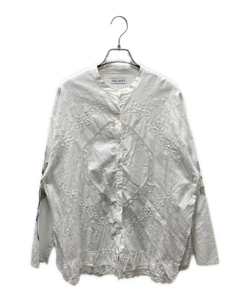 TOLIGHT（トライト）TOLIGHT (トライト) フラワープリント スカラップシャツ ホワイト サイズ:Freeの古着・服飾アイテム