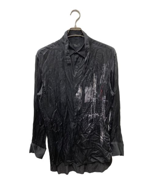 Y's（ワイズ）Y's (ワイズ) 転写プリントシャツ ブラック サイズ:2の古着・服飾アイテム