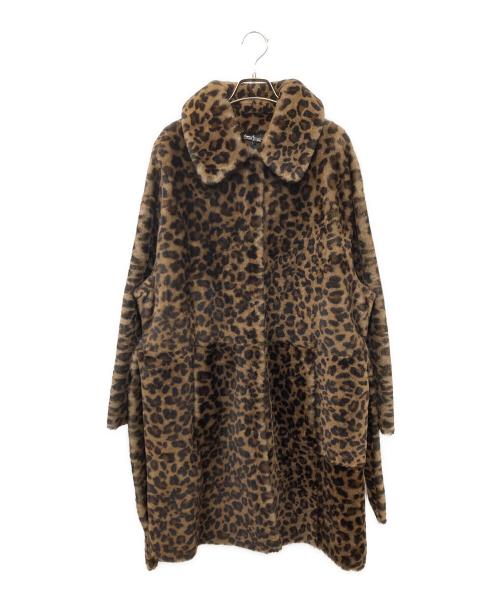 GIORGIO ARMANI（ジョルジョアルマーニ）GIORGIO ARMANI (ジョルジョアルマーニ) レオパード柄 ムートン レザーコート ブラウン×ブラック サイズ:40の古着・服飾アイテム