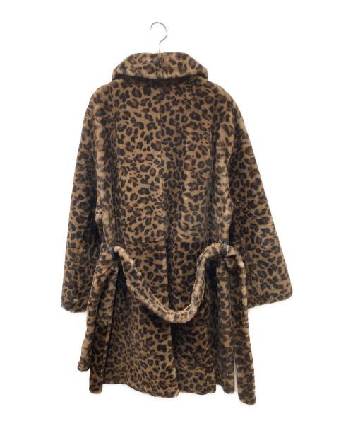 GIORGIO ARMANI（ジョルジョアルマーニ）GIORGIO ARMANI (ジョルジョアルマーニ) レオパード柄 ムートン レザーコート ブラウン×ブラック サイズ:40の古着・服飾アイテム