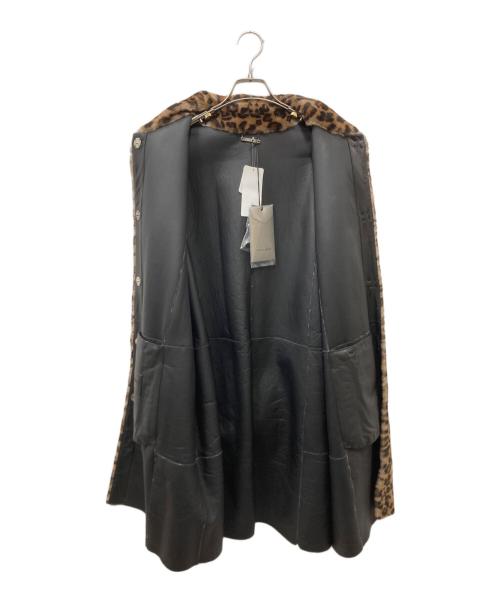 GIORGIO ARMANI（ジョルジョアルマーニ）GIORGIO ARMANI (ジョルジョアルマーニ) レオパード柄 ムートン レザーコート ブラウン×ブラック サイズ:40の古着・服飾アイテム