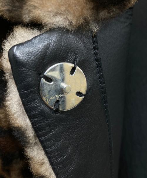 GIORGIO ARMANI（ジョルジョアルマーニ）GIORGIO ARMANI (ジョルジョアルマーニ) レオパード柄 ムートン レザーコート ブラウン×ブラック サイズ:40の古着・服飾アイテム