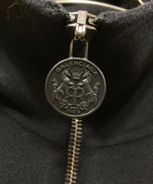 BALENCIAGA（バレンシアガ）BALENCIAGA (バレンシアガ) ウールフーデッドジップアップコート ネイビー サイズ:46の古着・服飾アイテム