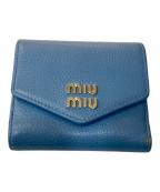 MIU MIUミュウミュウ）の古着「ヴィッテロダイノレザーフラップ付折り財布」｜ブルー
