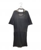 LIMI feuリミフゥ）の古着「MESH STRIPE DESIGN NECK OP ワンピース」｜ブラック