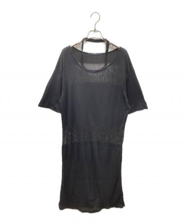 中古・古着通販】LIMI feu (リミフゥ) MESH STRIPE DESIGN NECK OP